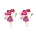 Détail de barrettes fée à paillettes roses et violettes avec étoiles dorées - Style Princesse Magique / Rose/Violet