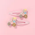 Detalle de pinzas para el cabello con patines rosas brillantes y corazones para niñas - Estilo Patines de Hielo / Rosa