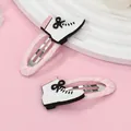 Set de dos clips para el pelo con forma de patines rosas con lentejuelas y clips BB - Rosa y Blanco (Zapatos Blancos)