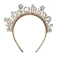 Golden glitter Merry Christmas headband with star decorations for festive parties - Gold