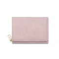 Women's light pink tri-fold wallet with matte texture and gold sunshine lettering - Pink