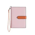Slim pink wrist passport holder in cross-grain faux leather with a contrast strap - Pink