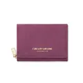 Portefeuille femme pliable en velours prune avec lettrage doré et fermeture éclair - Rouge Pourpre