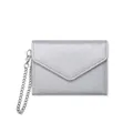 Mini portefeuille argenté motif litchi avec chaîne en métal et rabat enveloppe élégant - Argent