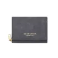 Petit portefeuille femme à trois volets gris foncé en velours avec zip doré - Gris clair