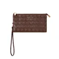 Pochette da polso in pelle intrecciata marrone con cerniera dorata e design elegante - Marrone