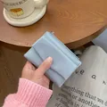 Mist blue faux leather mini wallet with zipper and Forever Sunshine text detail - Grey Blue
