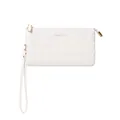 Pochette bianca intrecciata classica con cerniera dorata e cinturino - Bianco