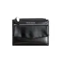 Short black envelope wallet for women with silver Forever Sunshine logo print - Black