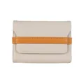 Portacarte sottile in pelle martellata bianco sporco con cinturino a contrasto arancione - Bianco Sporco