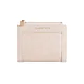 Portafoglio beige in pelle intrecciata per donna con dettaglio testo Classic Star oro - Bianco
