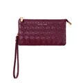 Pochette da polso in pelle intrecciata rosso vino con cerniera dorata di classe - Borgogna