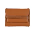 Portacarte sottile in pelle marrone scuro con design a soffietto e cinturino - Marrone