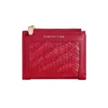 Portafoglio rosso intrecciato da donna con cerniera dorata e logo metallico - Rosso
