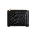 Portafoglio corto nero in pelle intrecciata da donna con cerniera dorata di lusso - Nero