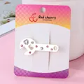 Silver alloy wrench hair clip featuring pink heart rhinestones on a decorative card - Matte Silver Wrench Hch249-1