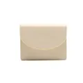 Minimalist cream white short wallet with elegant stitching and curved flap cover - Off White