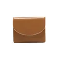 Cartera plegable minimalista de cuero marrón para mujer con elegante solapa curva - Marrón Claro