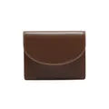 Minimalist short folded wallet for women in dark brown smooth leather finish - Coffee
