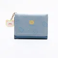Mini cartera azul de tres pliegues con oso lindo y texto de Good Luck - Azul