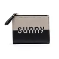 Modern two-tone leather wallet in grey and black with sunny lettering and gold zipper - Black