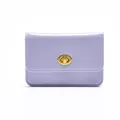 Cartera minimalista de cuero color lila para mujer con cierre giratorio dorado elegante - Morado