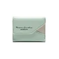 Portafoglio donna compatto a tre ante in pelle PU verde menta con dettagli glitter oro - Verde