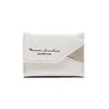 Portafoglio donna a tre ante in pelle PU bianca con glitter argento e stampa artistica - Bianco