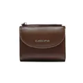 Portafoglio corto in similpelle marrone con logo Classic Star e chiusura a zip - Marrone