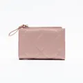 Gesteppte hellrosa Mini-Geldbörse aus Kunstleder für Damen mit Reißverschluss-Detail - Rosa