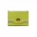 Mini portafoglio verde lime con chiusura girevole dorata e dettagli glitter argento - Verde