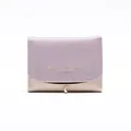 Short minimalist faux leather wallet in lavender and cream with pearl charm - Purple