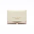 Women's tri-fold short wallet in cream and pink colorblock with pearl charm - Yellow