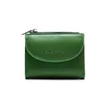 Portafoglio corto in pelle verde scuro Classic Star con patta e cerniera in metallo - Verde Scuro