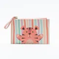 Mini portafoglio con tigre cartone animato, strisce pastello e cinturino rosa - Rosa scuro