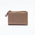 Mokka-braunes Kartenetui mit Rautensteppung, Reißverschluss und minimalistischem Design - Khaki