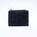 Classic Star black leather and tweed patchwork short wallet with golden zipper - Black