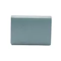 Portafoglio corto blu grigio in pelle martellata con grande capacità e cuciture a U - Blu