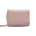 Minimalistisches Damen-Portemonnaie in Altrosa mit Litchi-Struktur und Reißverschluss - Rosa