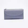 Portafoglio lungo da donna in pelle PU color lavanda con chiusura a zip elegante - Viola