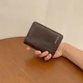 Deep brown business PU leather short wallet with BOYA'S gold foil stamping details - Coffee