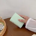 Mini portafoglio da donna verde menta con texture a coccodrillo e barra dorata - Verde