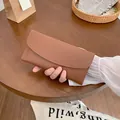 Brown leather envelope clutch wallet with high-capacity design and elegant stitching - Brown