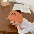 Cute orange cat leather coin purse with cat-ear design and matching tail zipper pull - Orange