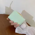 Elegant mint green short folding wallet for women with cute bear pattern embossing - Green