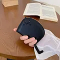 Süßes schwarzes Katzen-Kartenetui aus Saffiano-Leder mit Katzenohren-Design - Schwarz