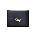 Portafoglio corto nero minimalista da donna con dettaglio fiocco in metallo dorato - Stile Fiocco (325-71 Nero) / Nero