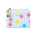 Piccolo portafoglio azzurro da donna con pois colorati e ciondolo a cuore - Azzurro