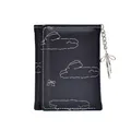 Portefeuille court noir avec imprimé lapin blanc et pendentif chaîne noeud argenté - Noir