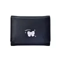 Short black trifold wallet with purple bow, star detail and Sweet text for women - Black